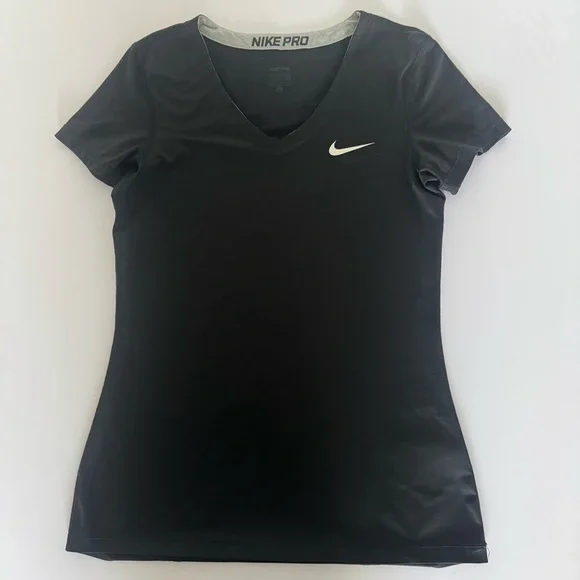 Nike Tops Nike Pro Dri Fit V Neck Black Top Womens M Poshmark
